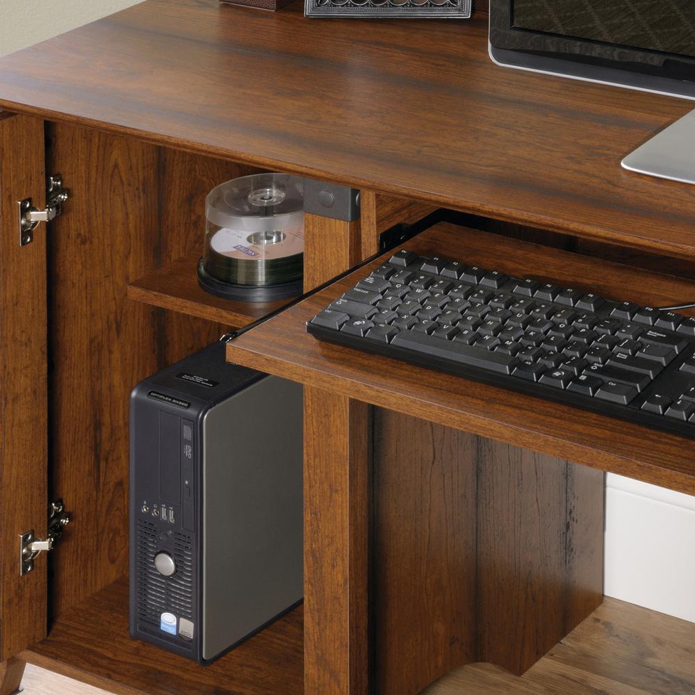 Carson Forge L Desk, Washington Cherry finish