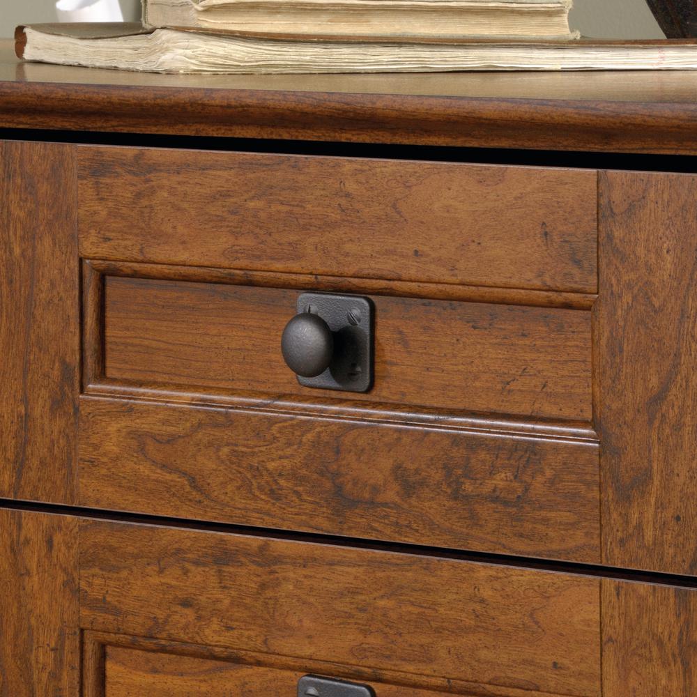 Carson Forge L Desk, Washington Cherry finish