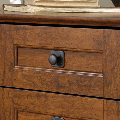 Carson Forge L Desk, Washington Cherry finish
