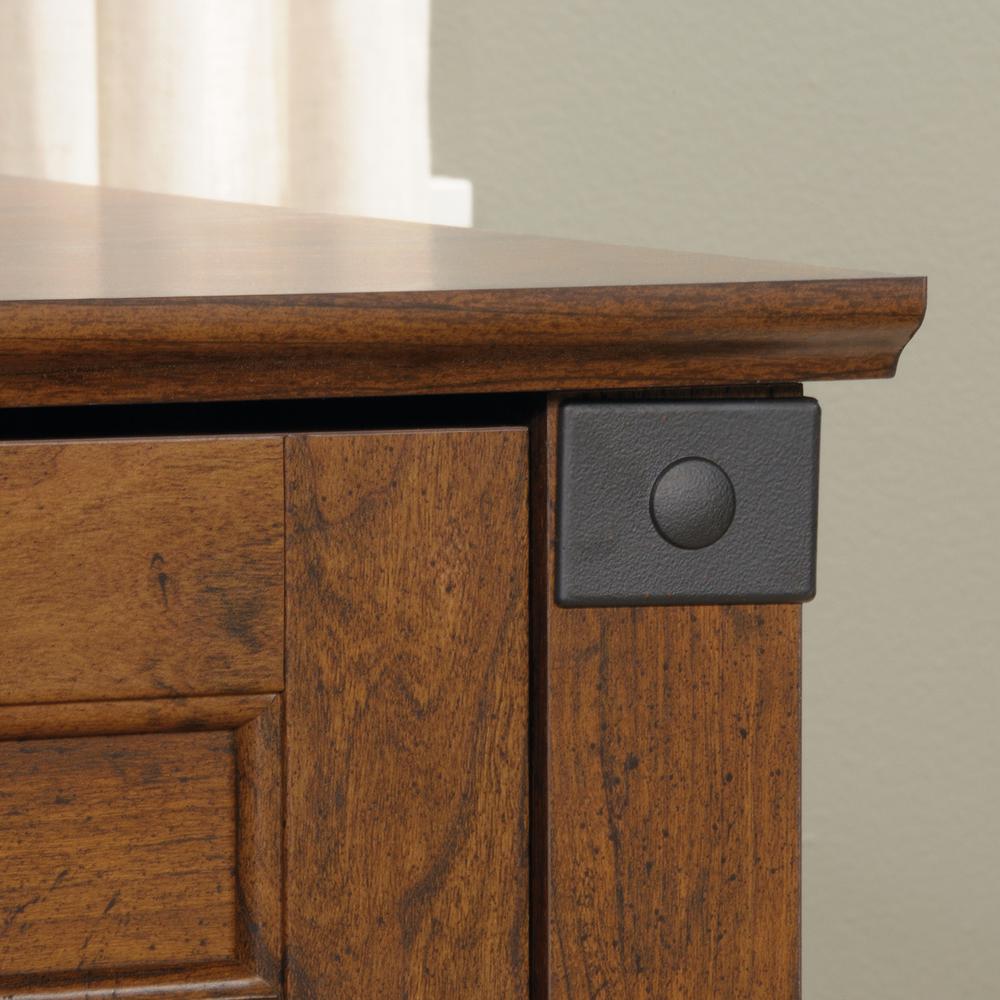 Carson Forge L Desk, Washington Cherry finish