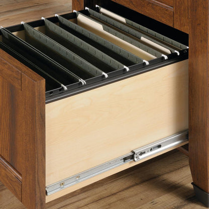 Carson Forge L Desk, Washington Cherry finish