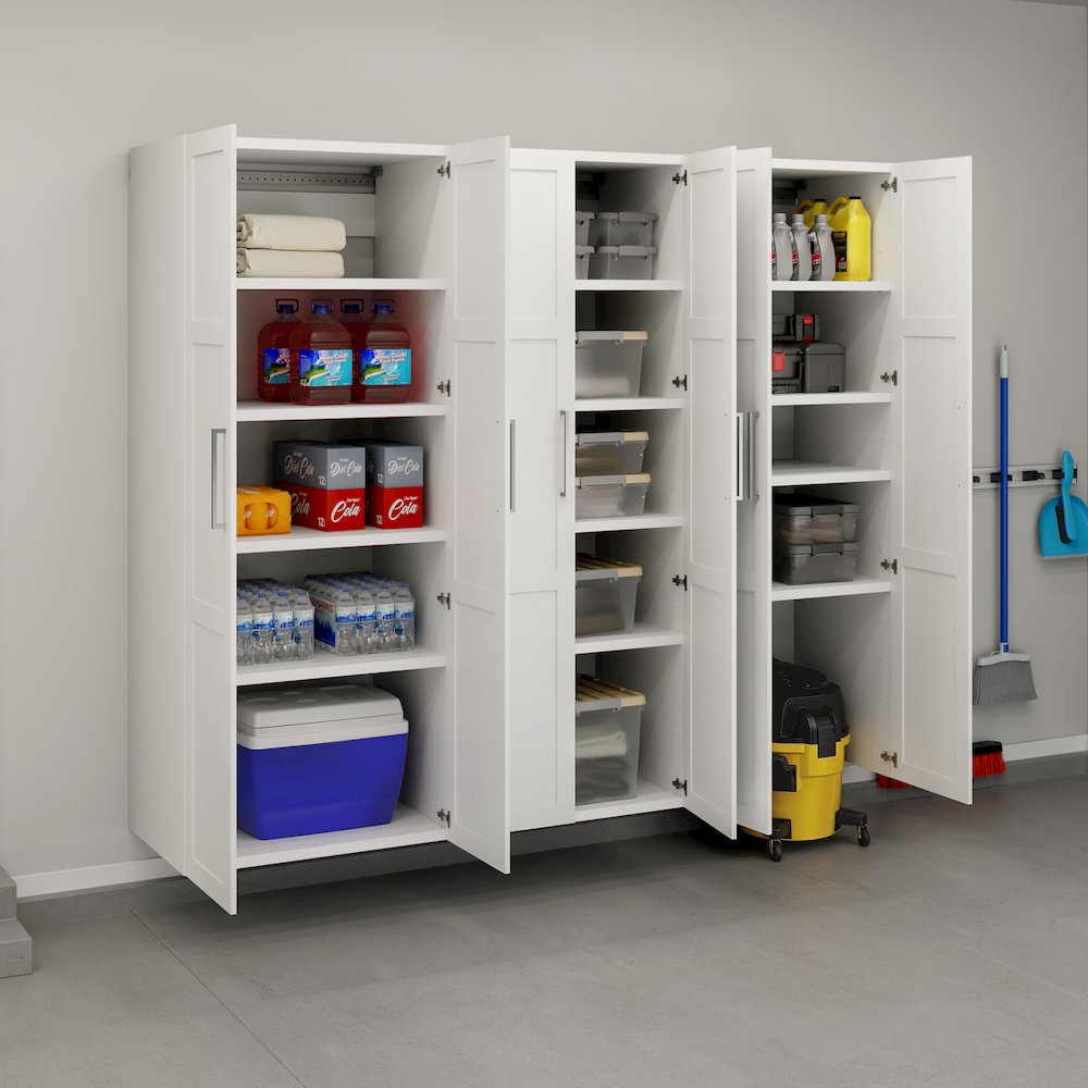 GarageCore 3 Deep Cabinets & Doors, White Finish