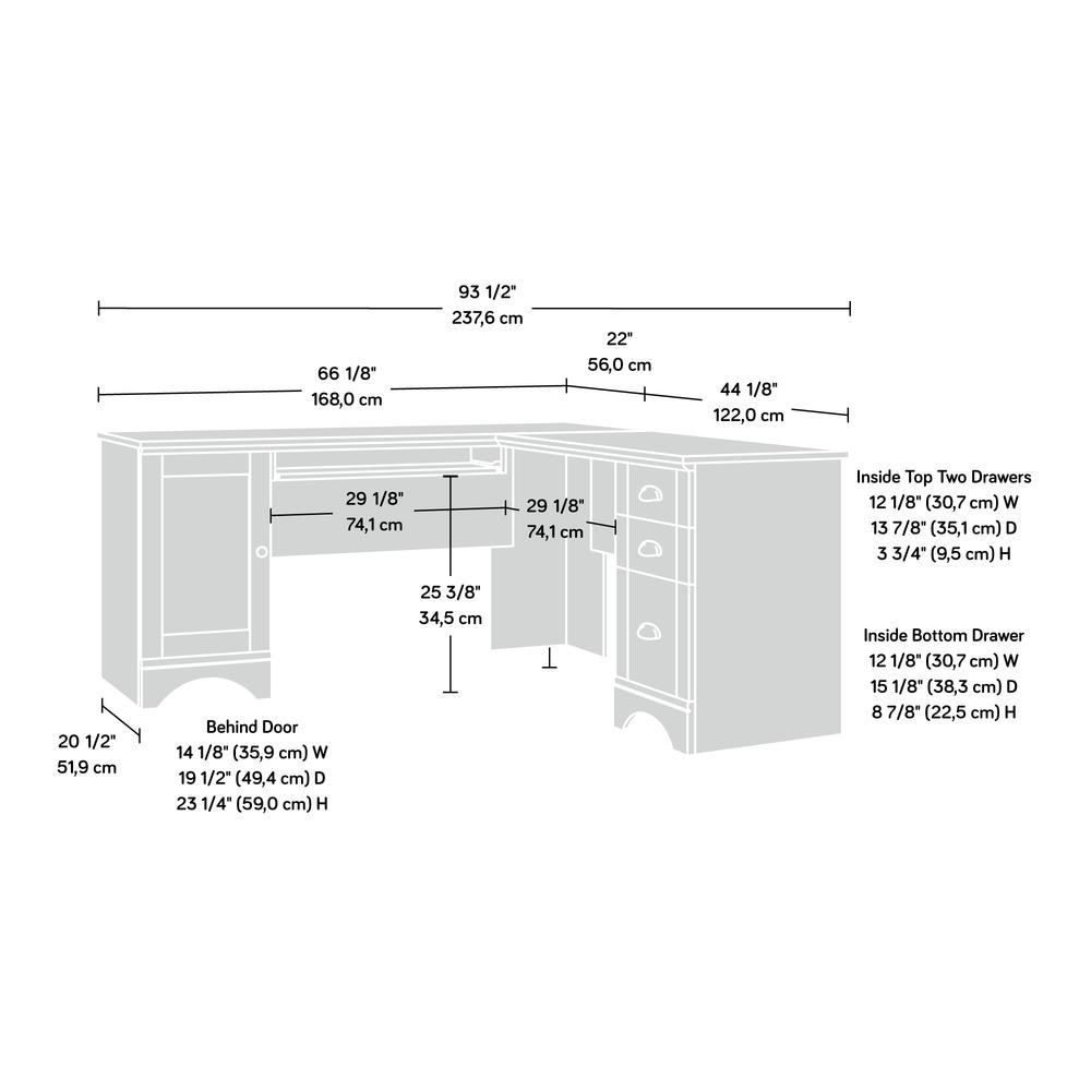 Harbor View L Desk, Salt Oak finish