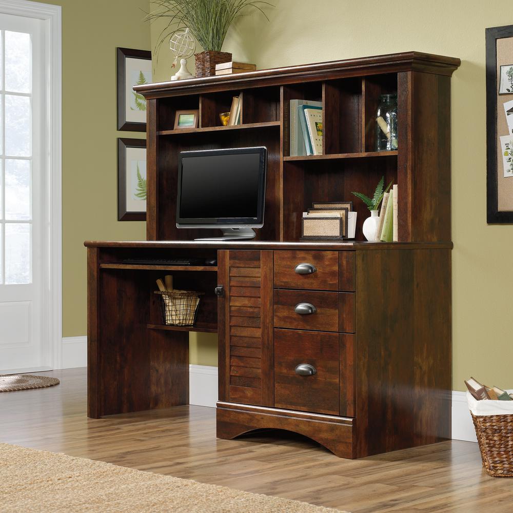 Harbor View Computer Desk with Hutch, Curado Cherry finish