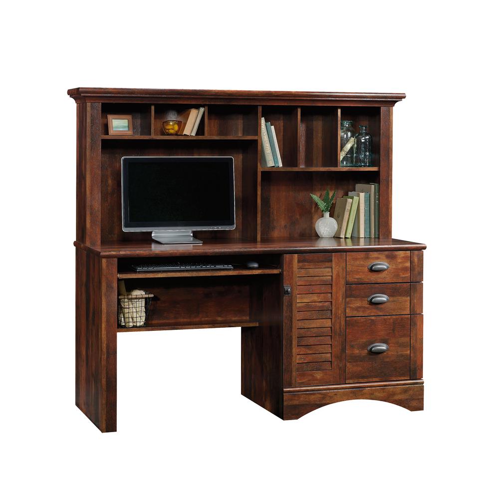 Harbor View Computer Desk with Hutch, Curado Cherry finish