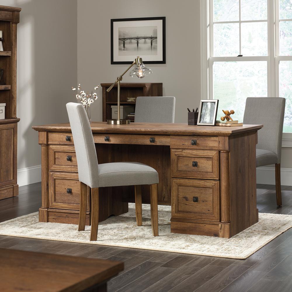 Palladia Executive Desk, Vintage Oak finish