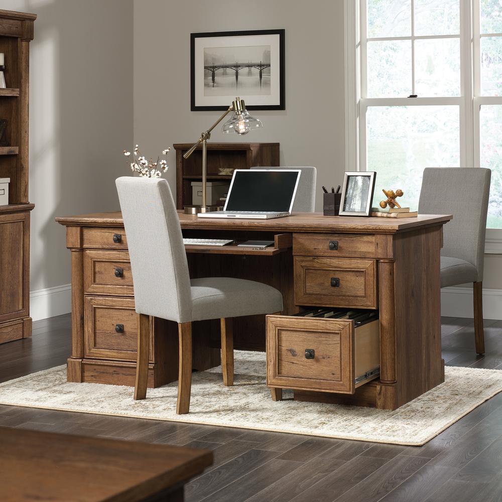 Palladia Executive Desk, Vintage Oak finish