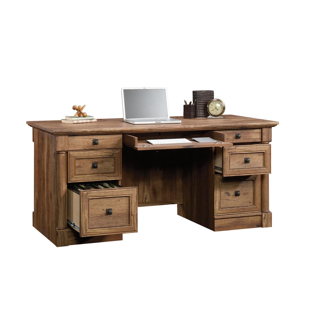 Palladia Executive Desk, Vintage Oak finish