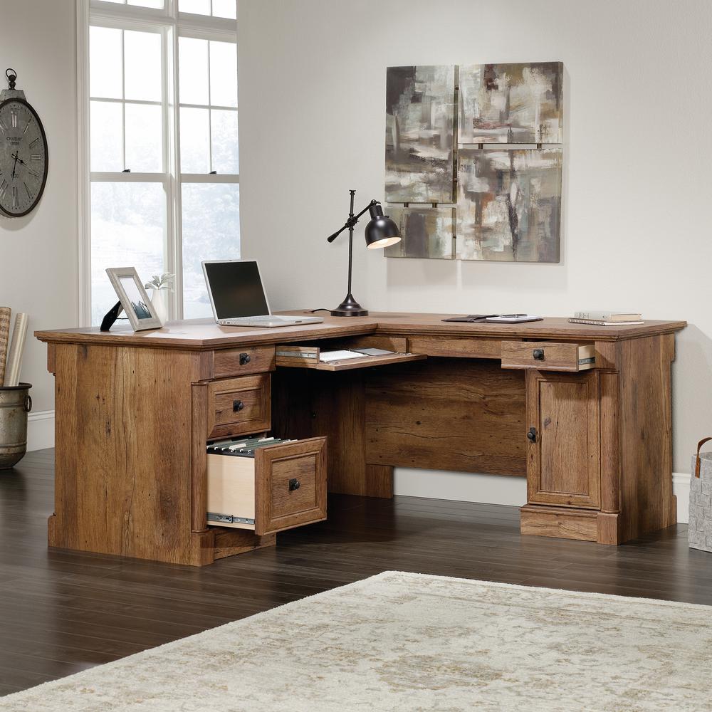 Palladia L Desk, Vintage Oak finish