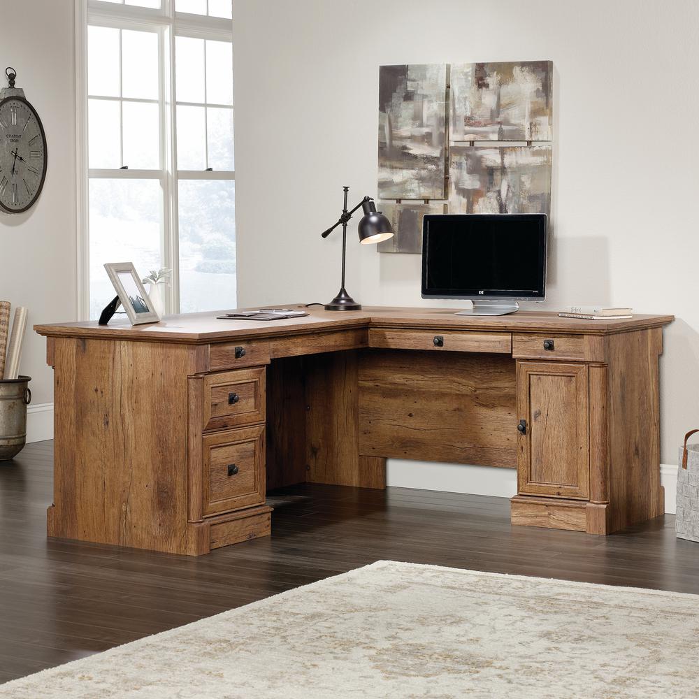 Palladia L Desk, Vintage Oak finish