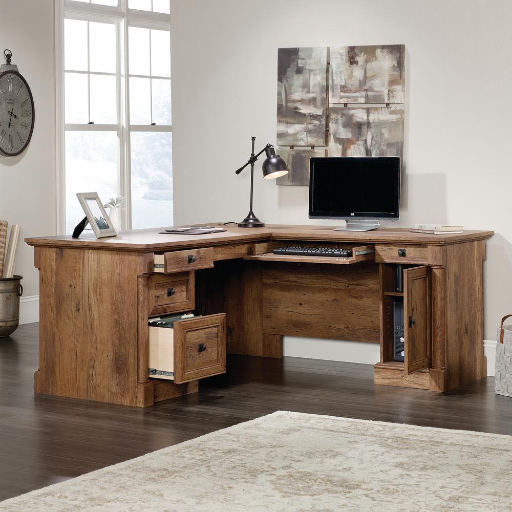 Palladia L Desk, Vintage Oak finish