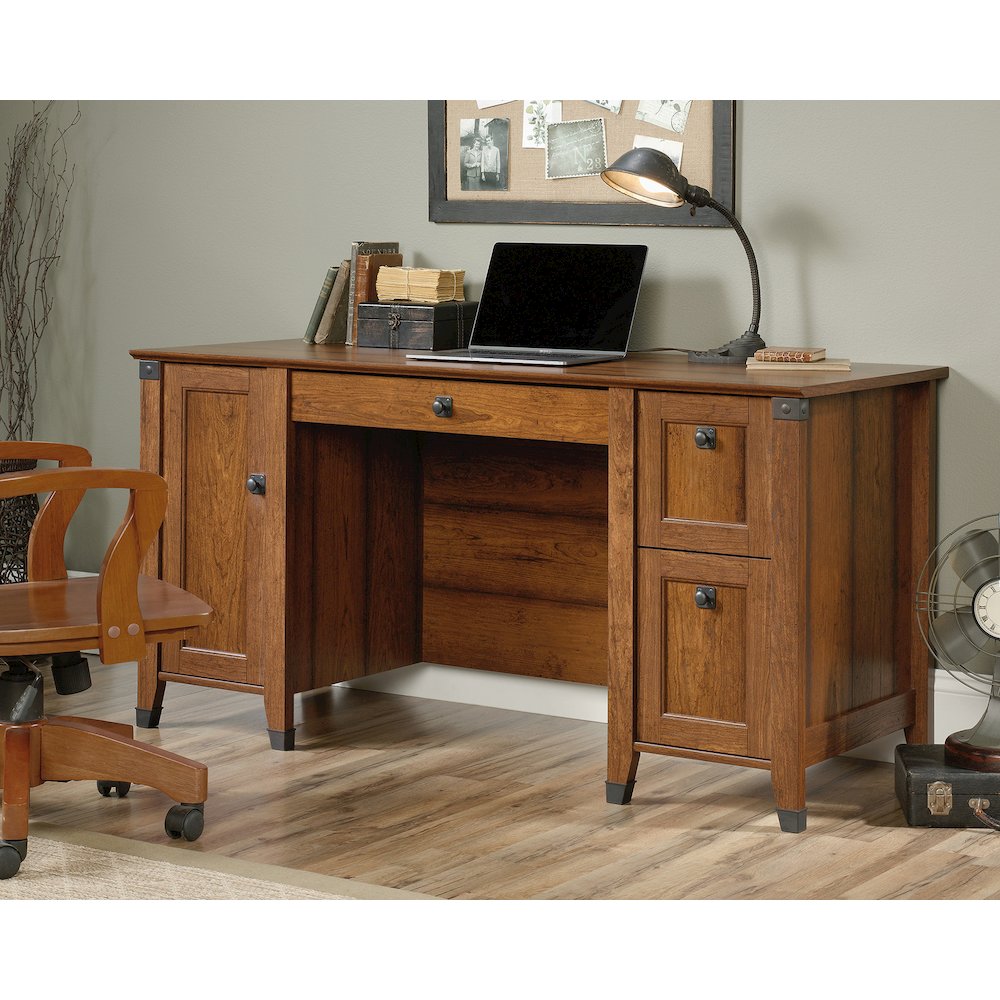 Carson Forge Computer Desk, Washington Cherry finish