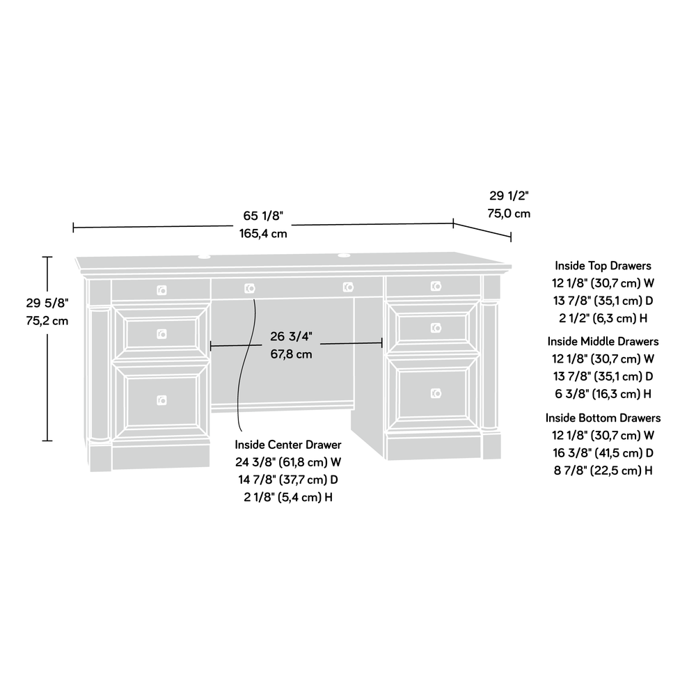 Palladia Executive Desk, Split Oak finish