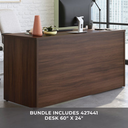 Affirm 60" Desk & 60" Hutch, Noble Elm Finish