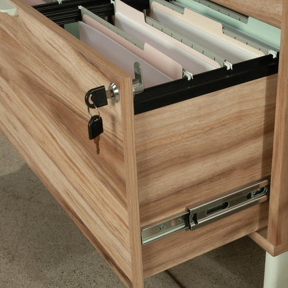 Bergen Circle File Cabinet, Kiln Acacia finish