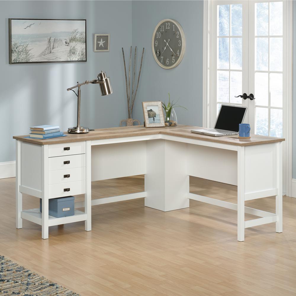 Cottage Road L Desk, Soft White finish