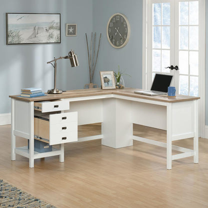 Cottage Road L Desk, Soft White finish