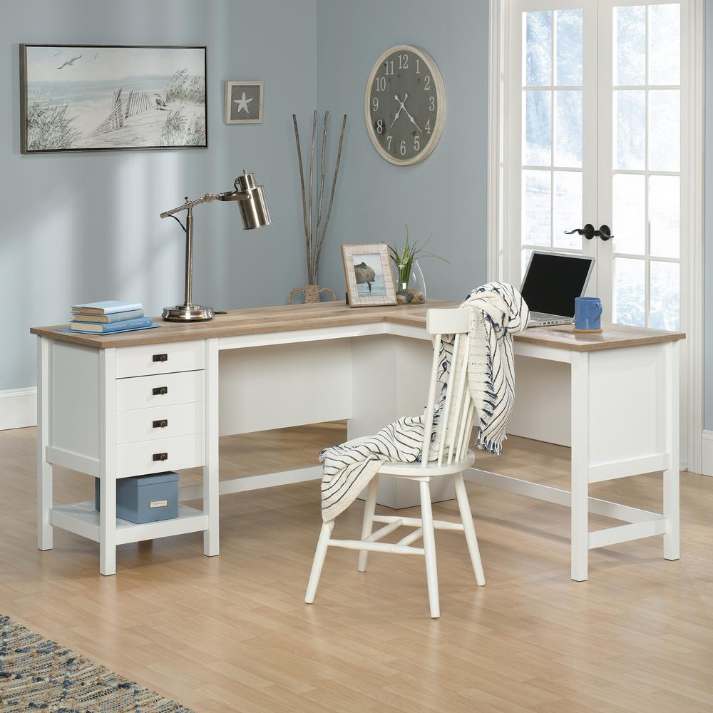 Cottage Road L Desk, Soft White finish