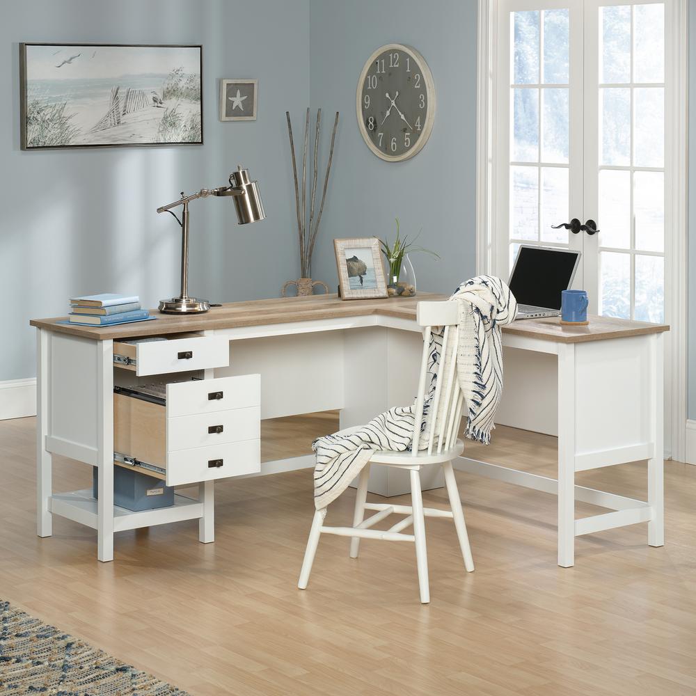 Cottage Road L Desk, Soft White finish