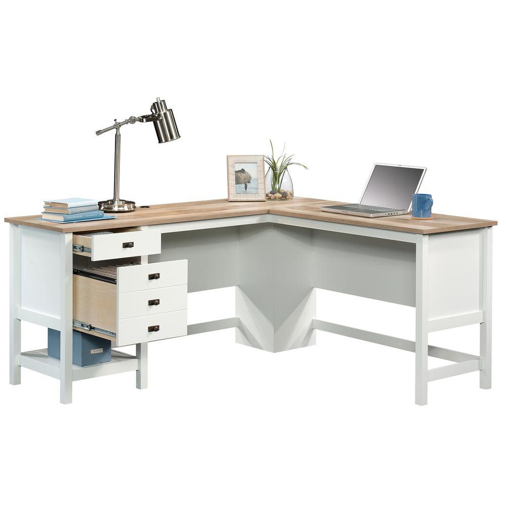 Cottage Road L Desk, Soft White finish
