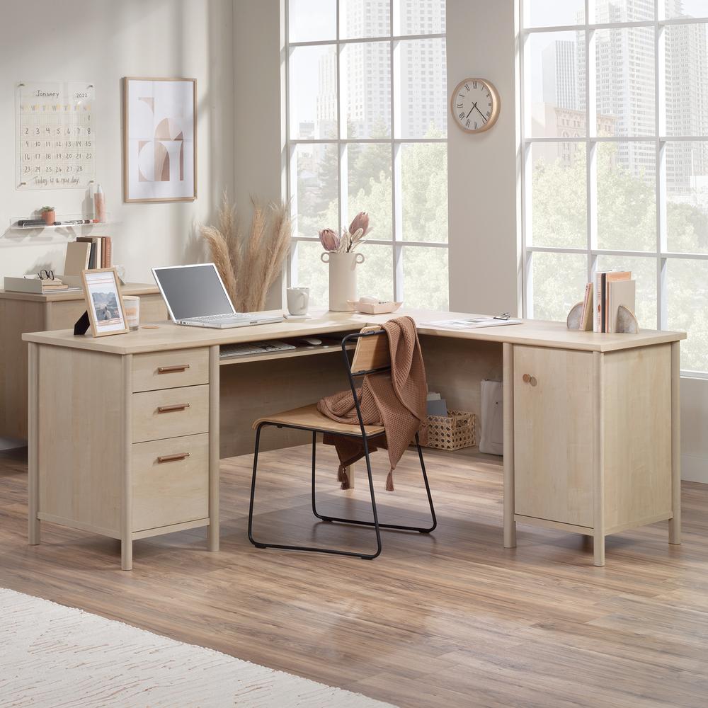 Whitaker Point Commercial Office L Desk, Natural Maple finish