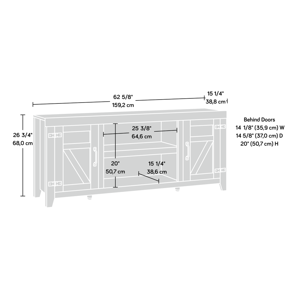 Misc Entertainment Credenza, For TVs up to 70", Chalked Chestnut finish