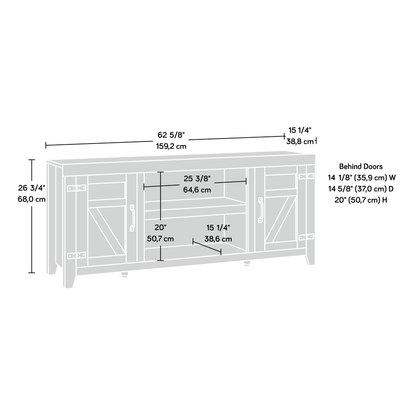 Misc Entertainment Credenza, For TVs up to 70", Chalked Chestnut finish