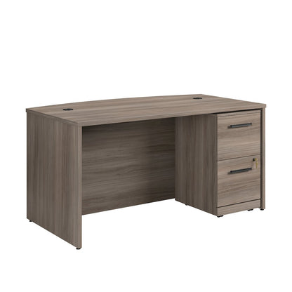 Affirm 60" x 35" 2-File Single Ped Bowfront Desk, Hudson Elm Finish