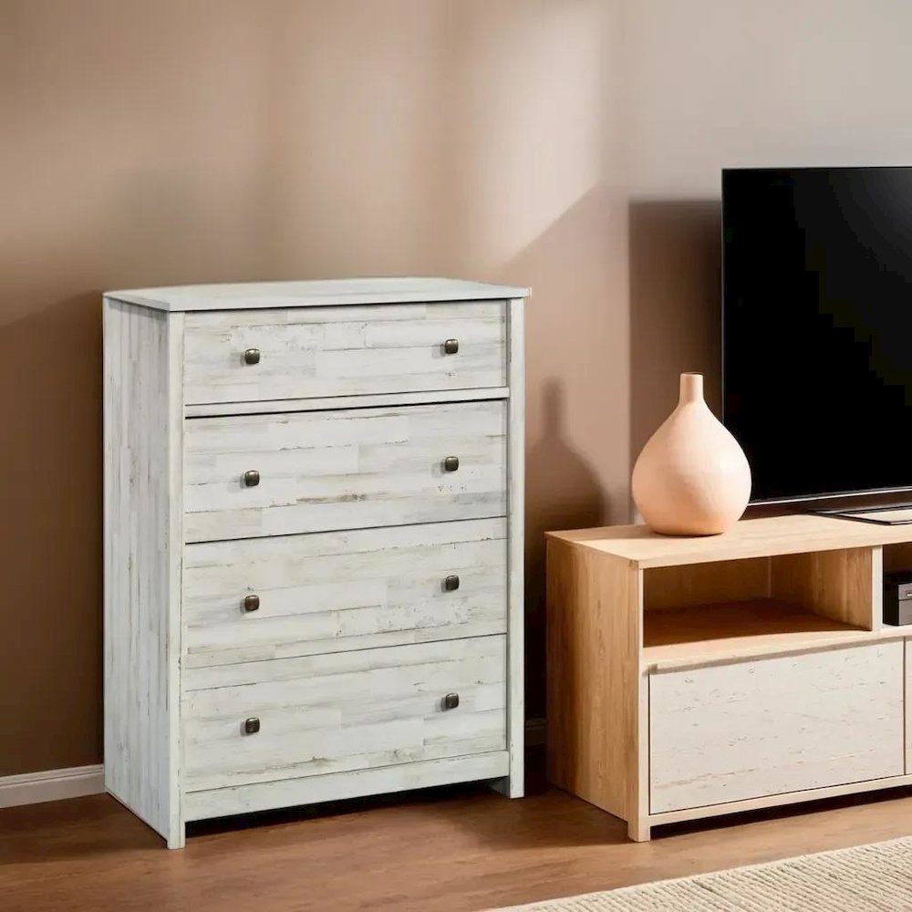 White 4-Drawer Bedroom Chest for Clothing Storage with Easy Setup Design