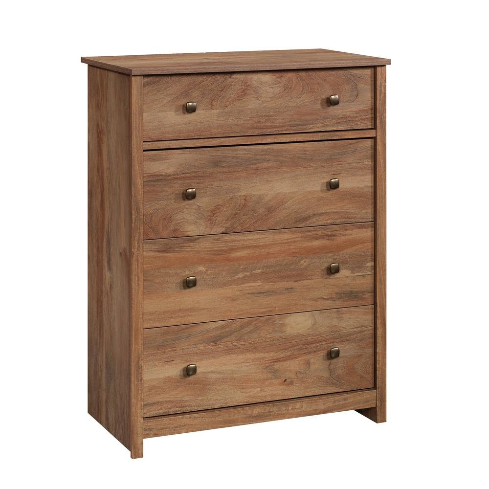 Brown 4-Drawer Bedroom Chest for Clothing Storage with Simple Design