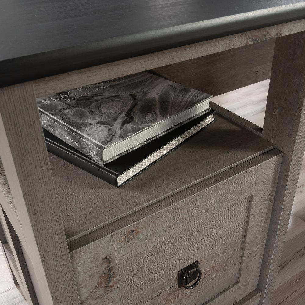August Hill L Desk, Mystic Oak finish