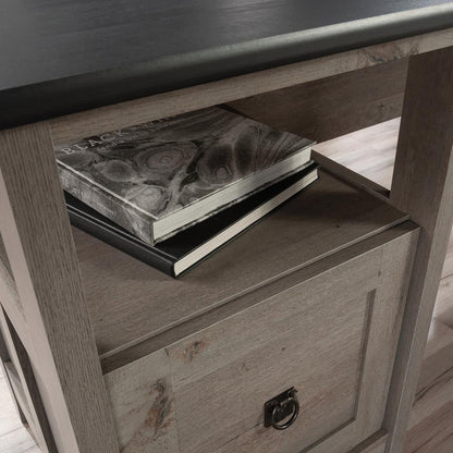 August Hill L Desk, Mystic Oak finish