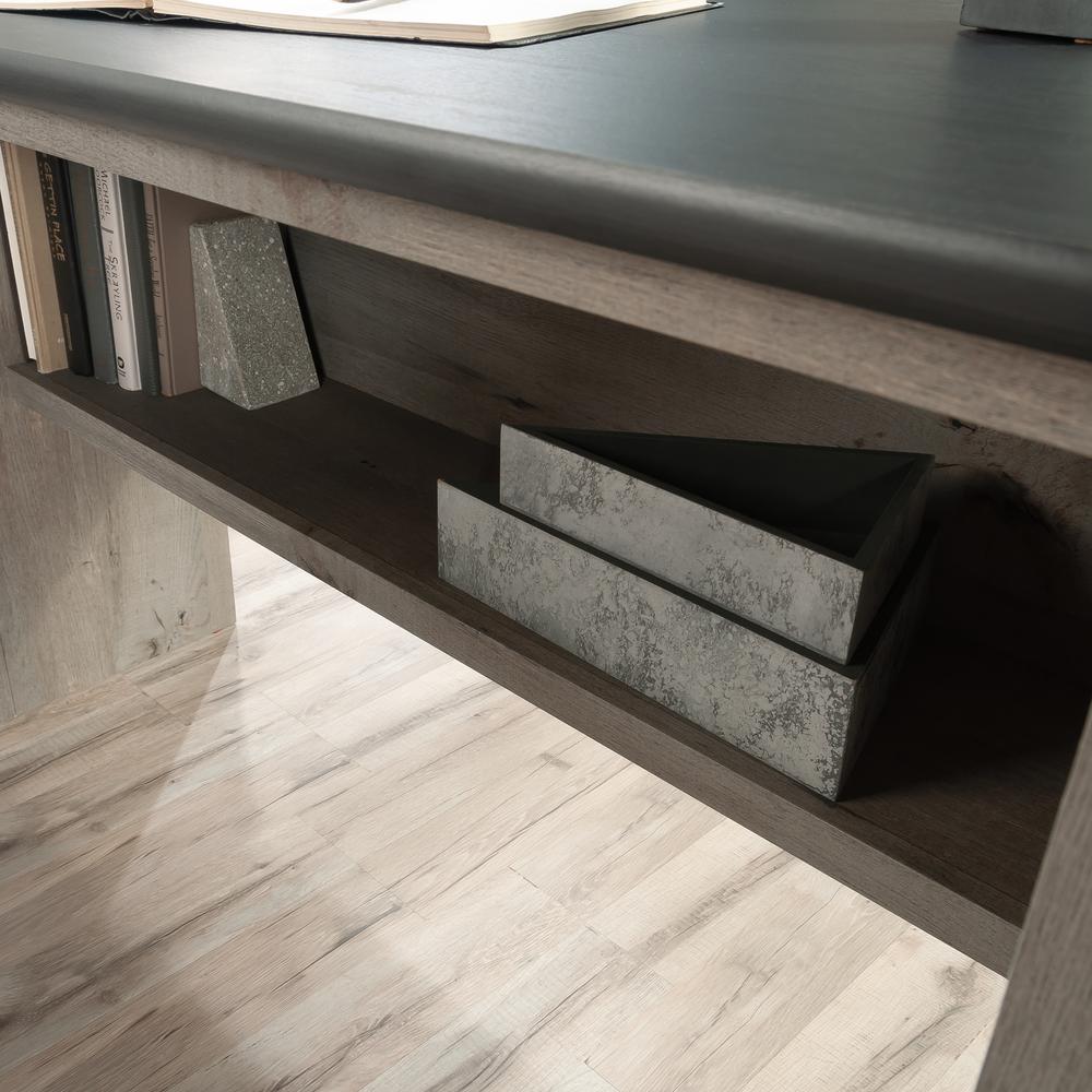 August Hill L Desk, Mystic Oak finish
