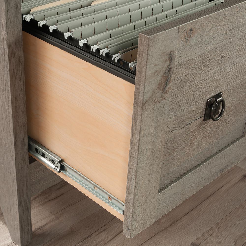 August Hill L Desk, Mystic Oak finish