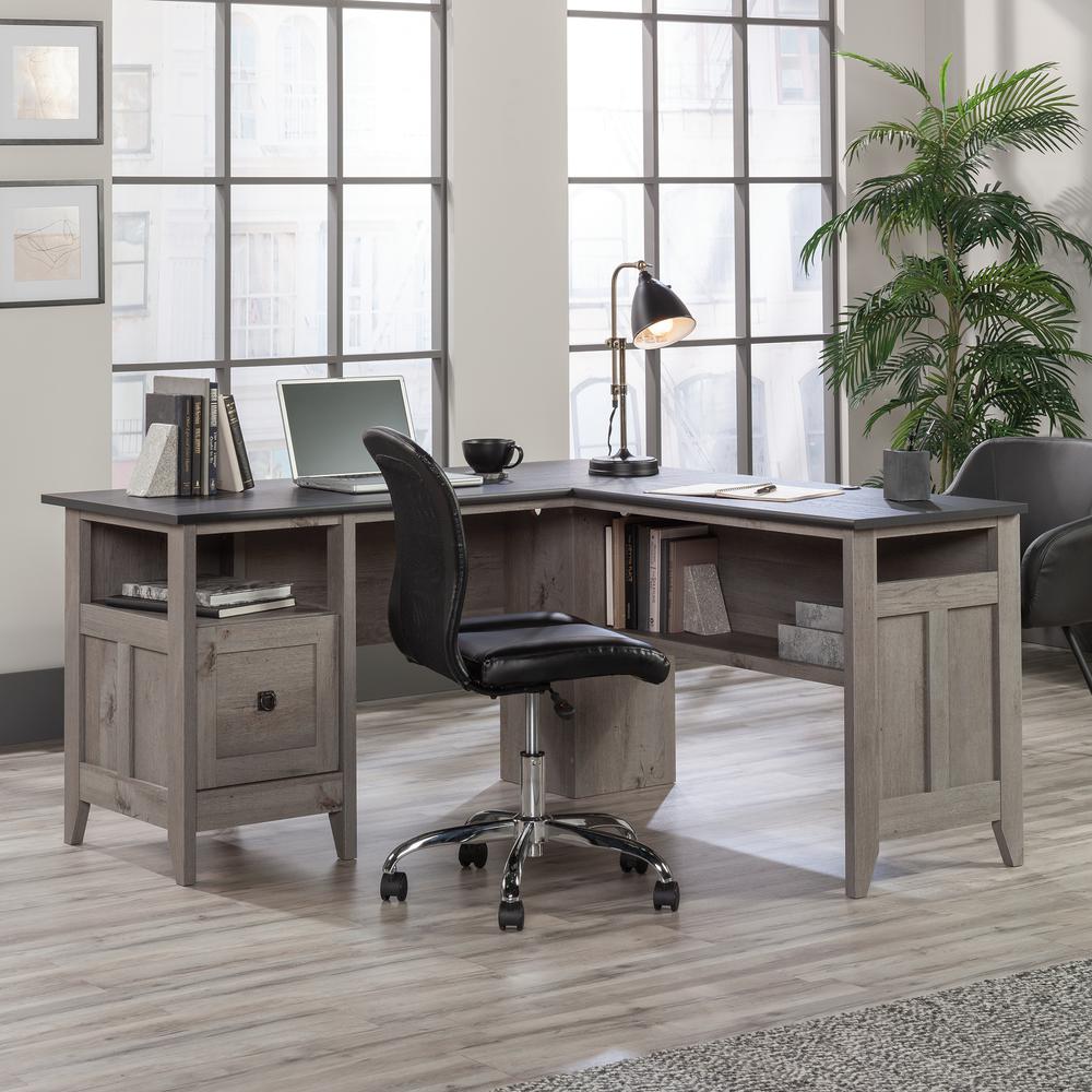 August Hill L Desk, Mystic Oak finish