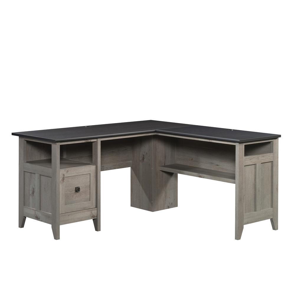 August Hill L Desk, Mystic Oak finish