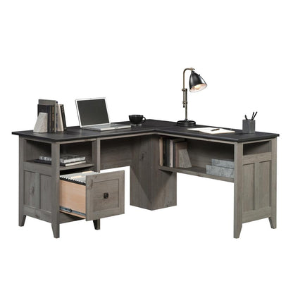 August Hill L Desk, Mystic Oak finish