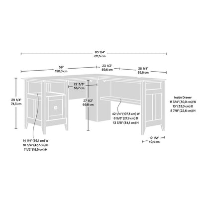 August Hill L Desk, Mystic Oak finish
