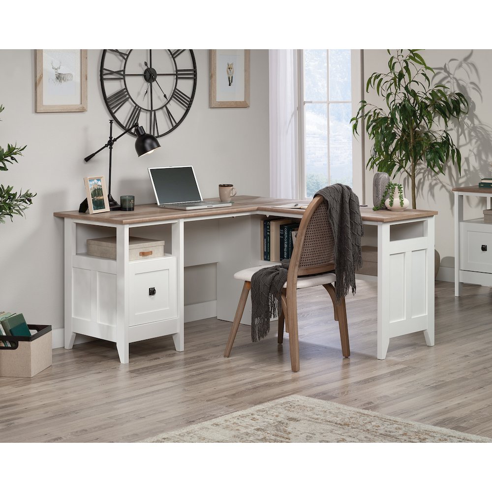 August Hill L Desk, Soft White finish