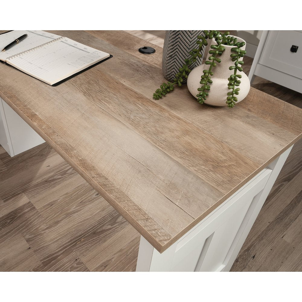 August Hill L Desk, Soft White finish