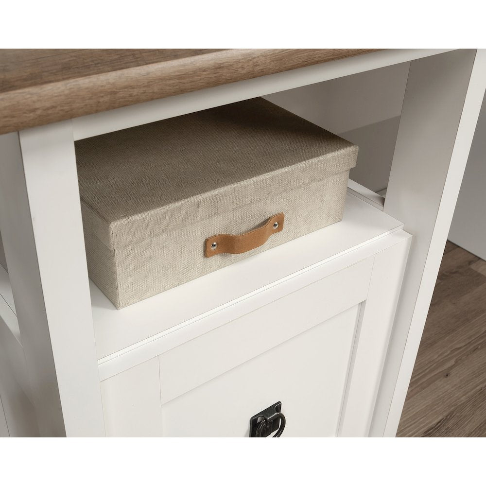 August Hill L Desk, Soft White finish