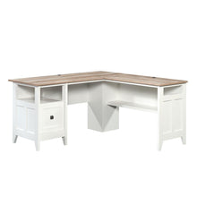 White Office Desk with L-Shape Design, Engineered Wood, Large Workstation