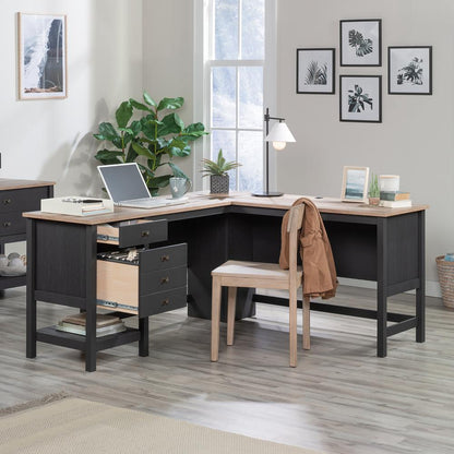 Cottage Road L Desk, Raven Oak finish