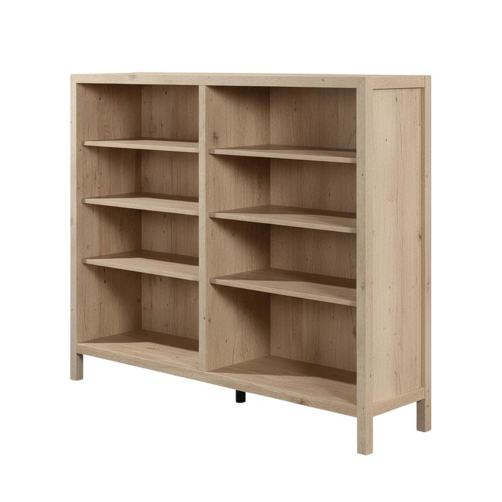 Rustic Oak Finish Bookcase with Coastal Style and Easy Storage