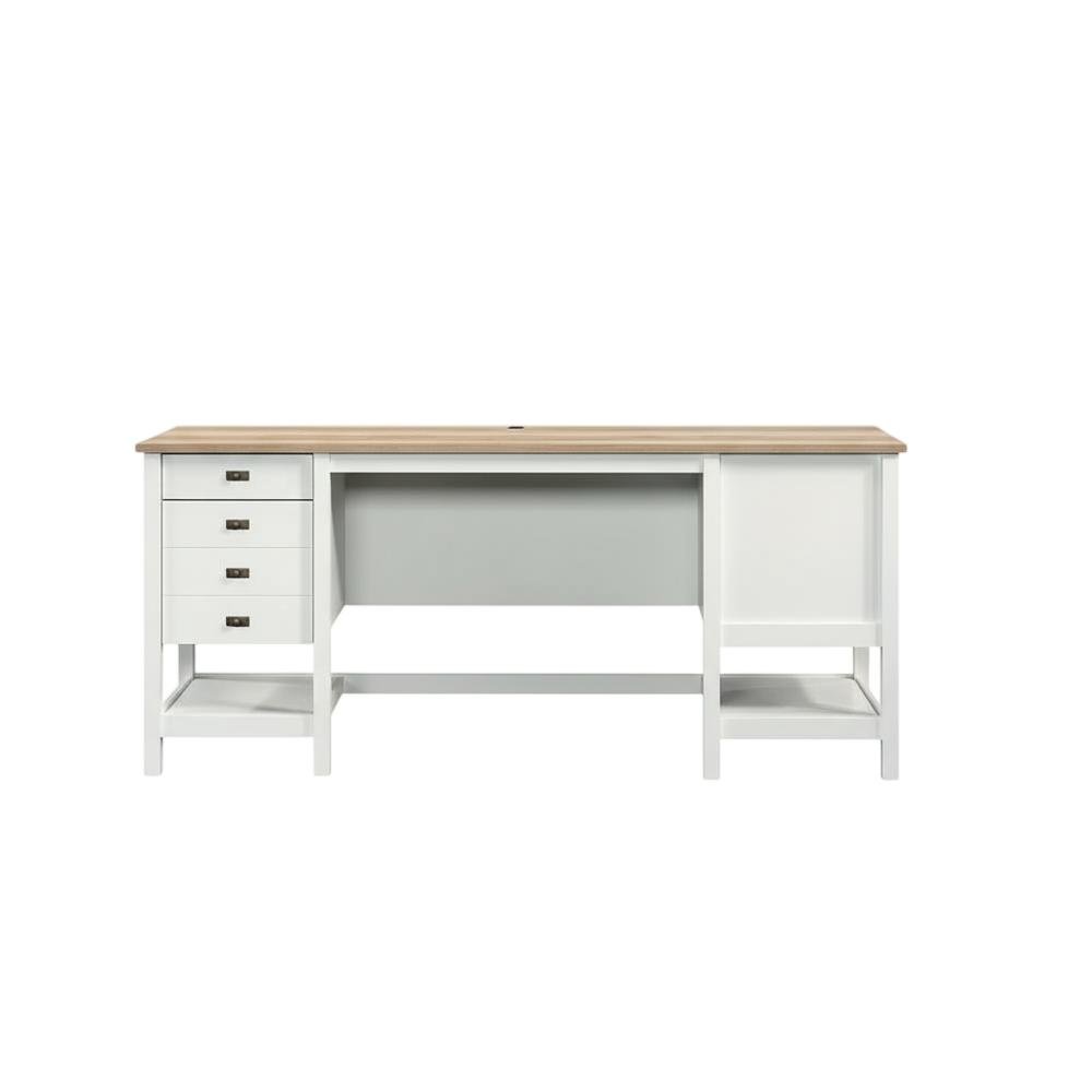 White L-Shaped Desk With Modern Farmhouse Finish For Home Office