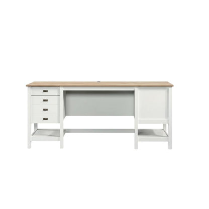 White L-Shaped Desk With Modern Farmhouse Finish For Home Office