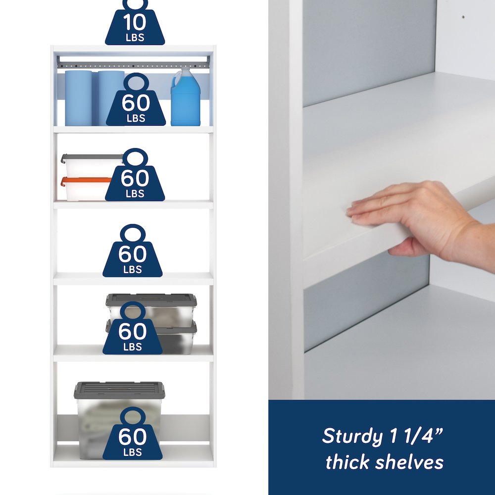 GarageCore 83" hx15 d Shelves, White Finish