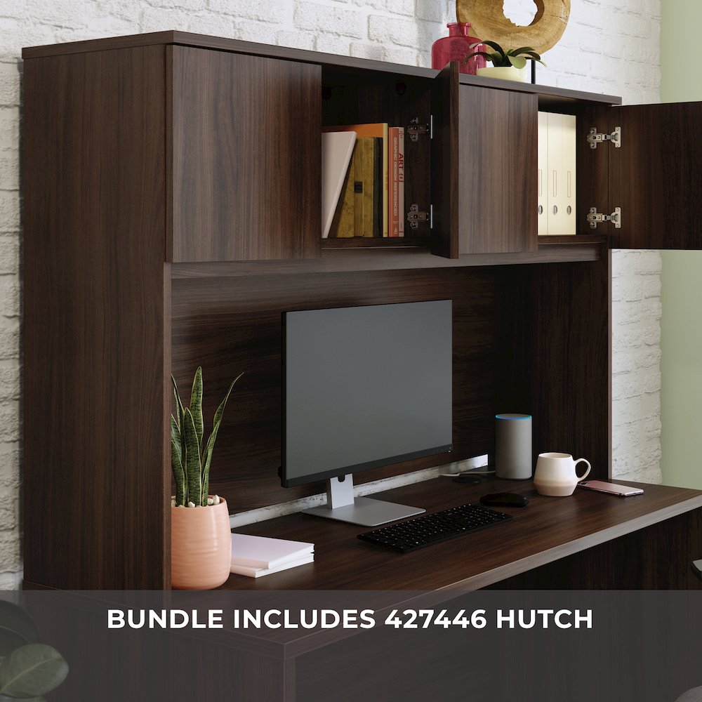 Affirm 60" Desk & 60" Hutch, Noble Elm Finish