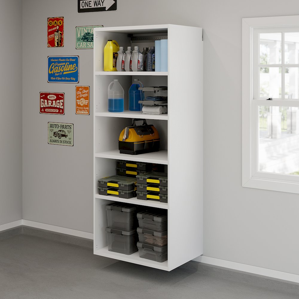 GarageCore 83" hx23 d Shelves, White Finish