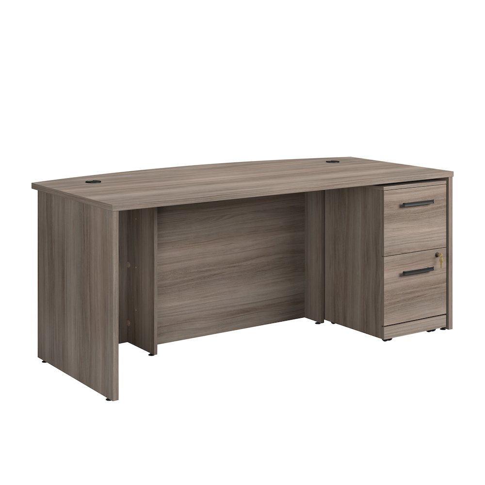 Affirm 72" Bow Desk 2 Drawer Pedestal Ste, Hudson Elm Finish
